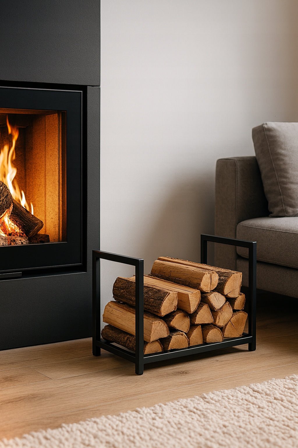 Szeroki stojak na drewno kominkowe loft 60 80 100 cm