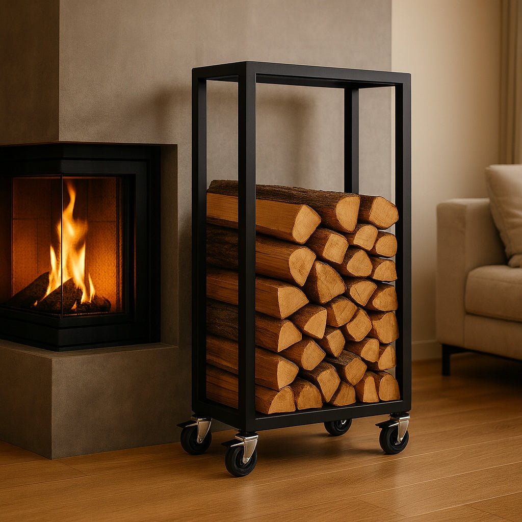 Mobilny stojak na drewno kominkowe loft 100×60×30 cm - Loftivo