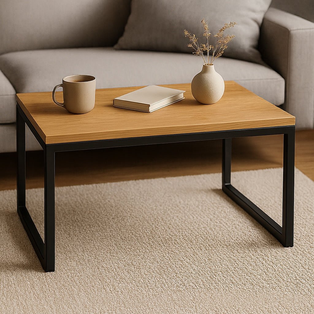Stolik kawowy loft 90x50 cm dąb craft i czarna rama