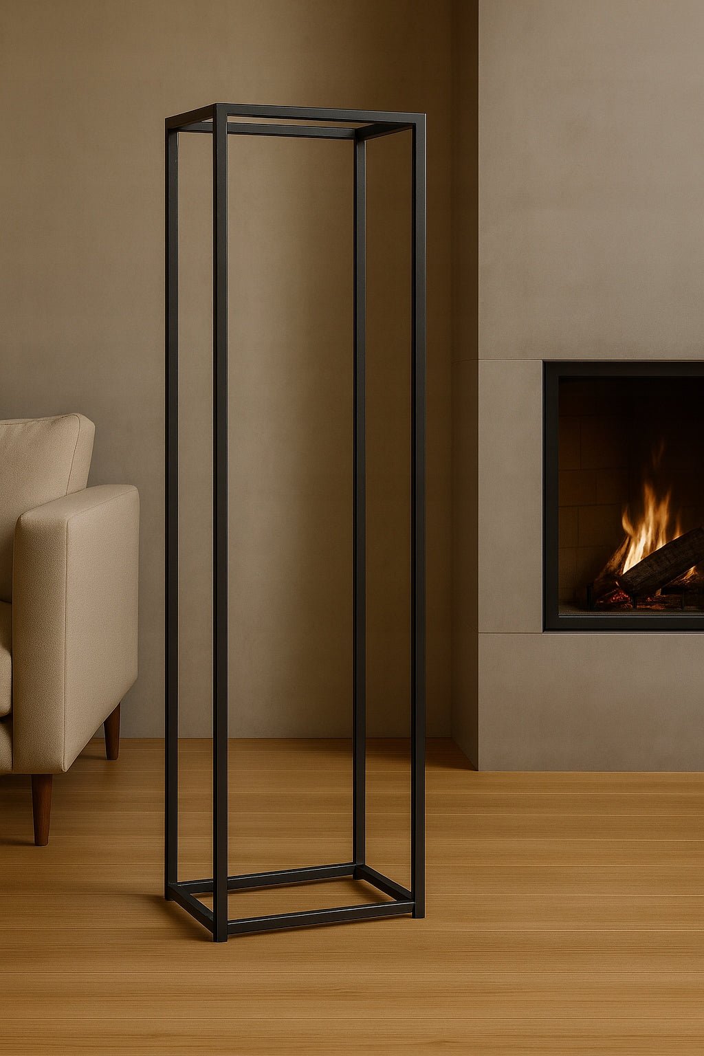 Minimalistyczny stojak na drewno kominkowe loft 100x40x35 cm