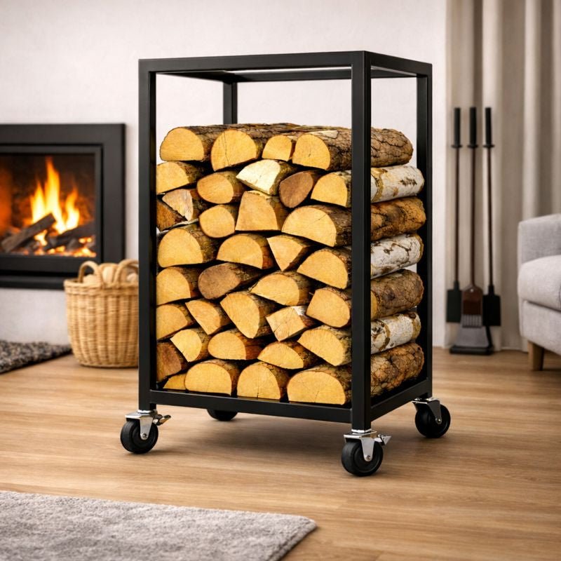 Mobilny stojak na drewno kominkowe loft 100x60x30 cm