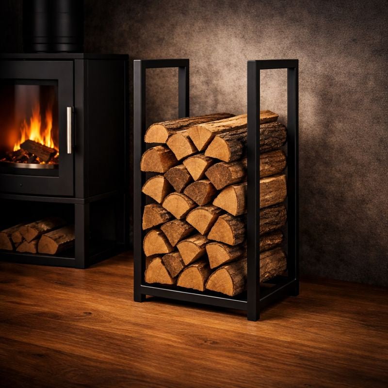 Stojak na drewno kominkowe loft 80x40x30 cm czarny metal