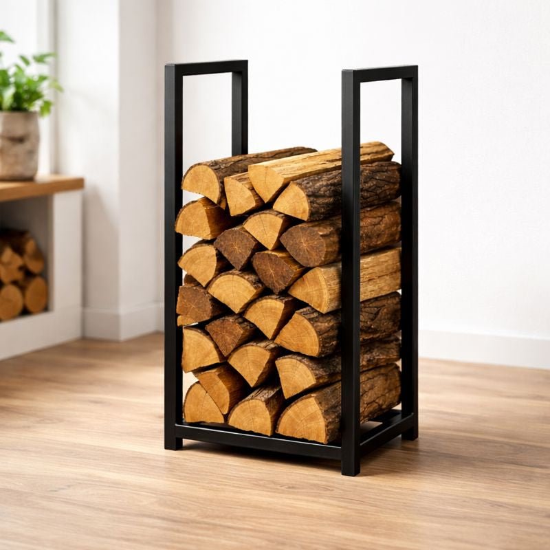 Stojak na drewno kominkowe loft 80x40x30 cm czarny metal
