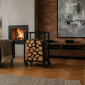 Kosz na drewno 100x60x30 cm mobilny metalowy stojak na drewno opałowe - Loftivo