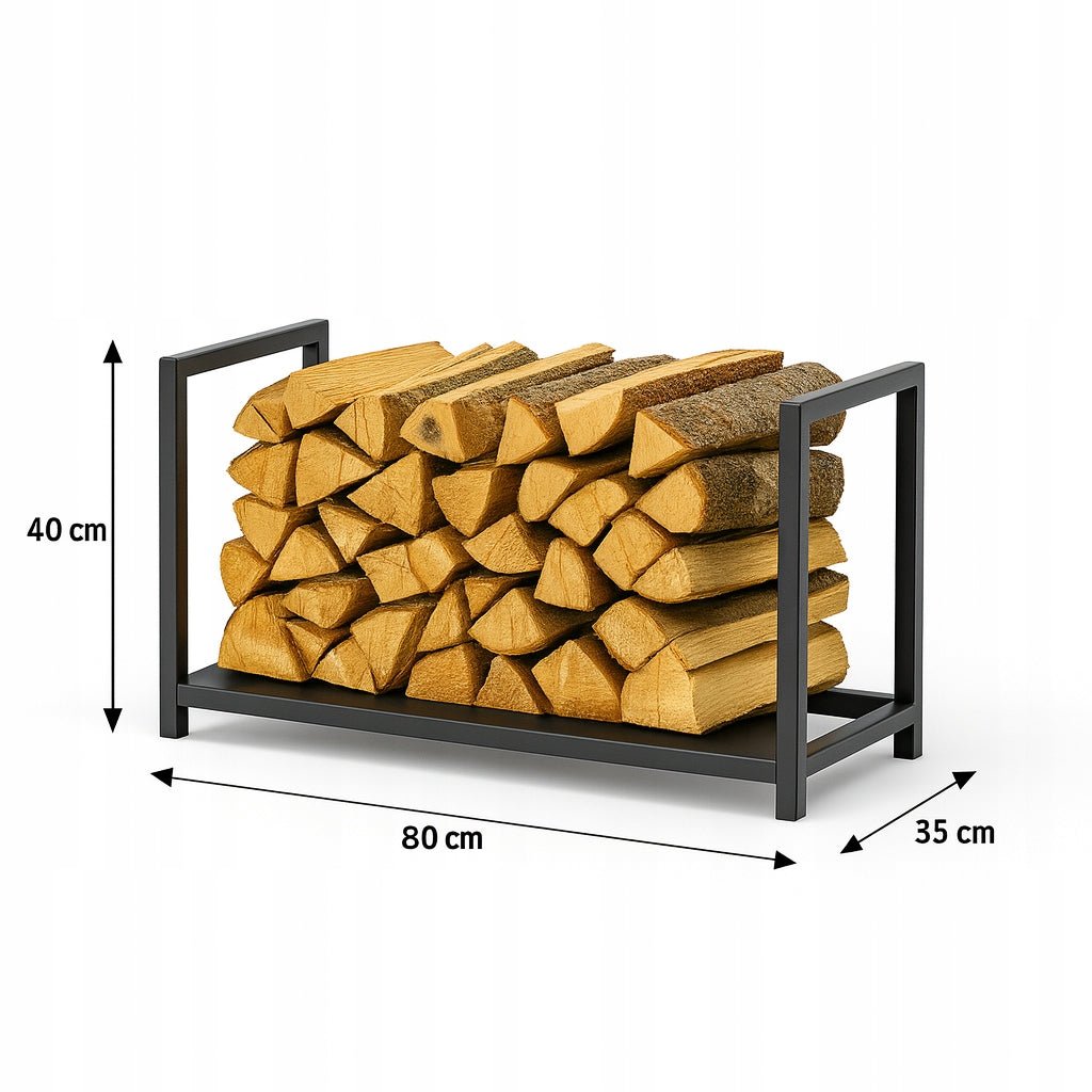 Niski stojak na drewno kominkowe loft 40x80x35 cm