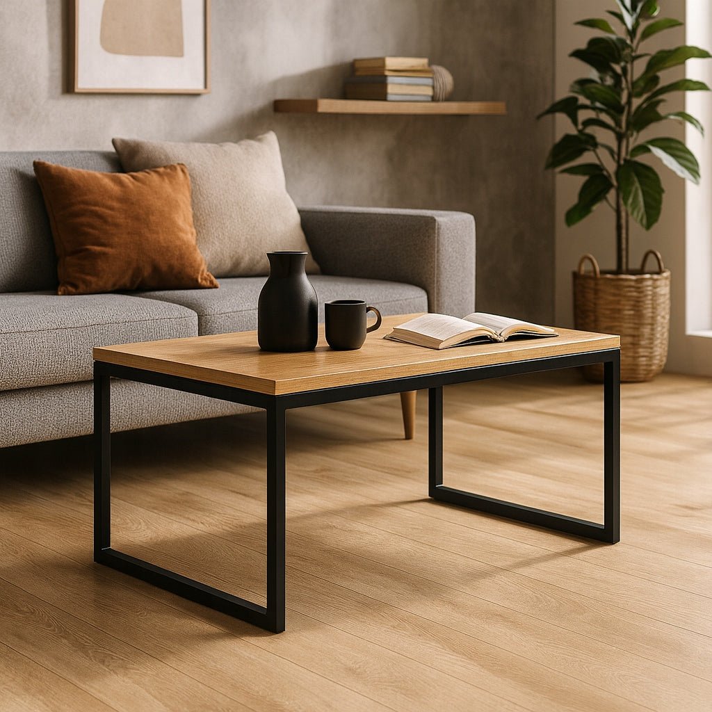 Stolik kawowy loft 90x50 cm dąb craft i czarna rama