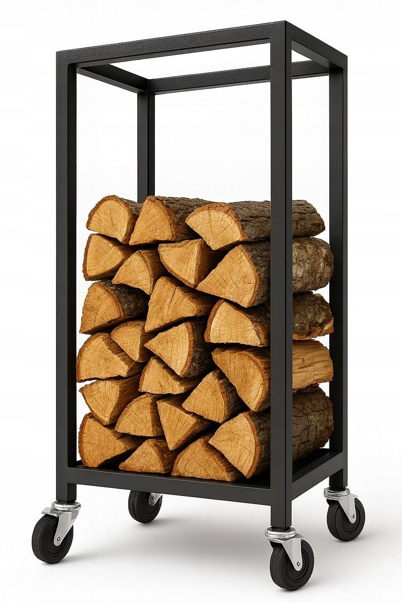 Mobilny stojak na drewno kominkowe loft 100x60x30 cm
