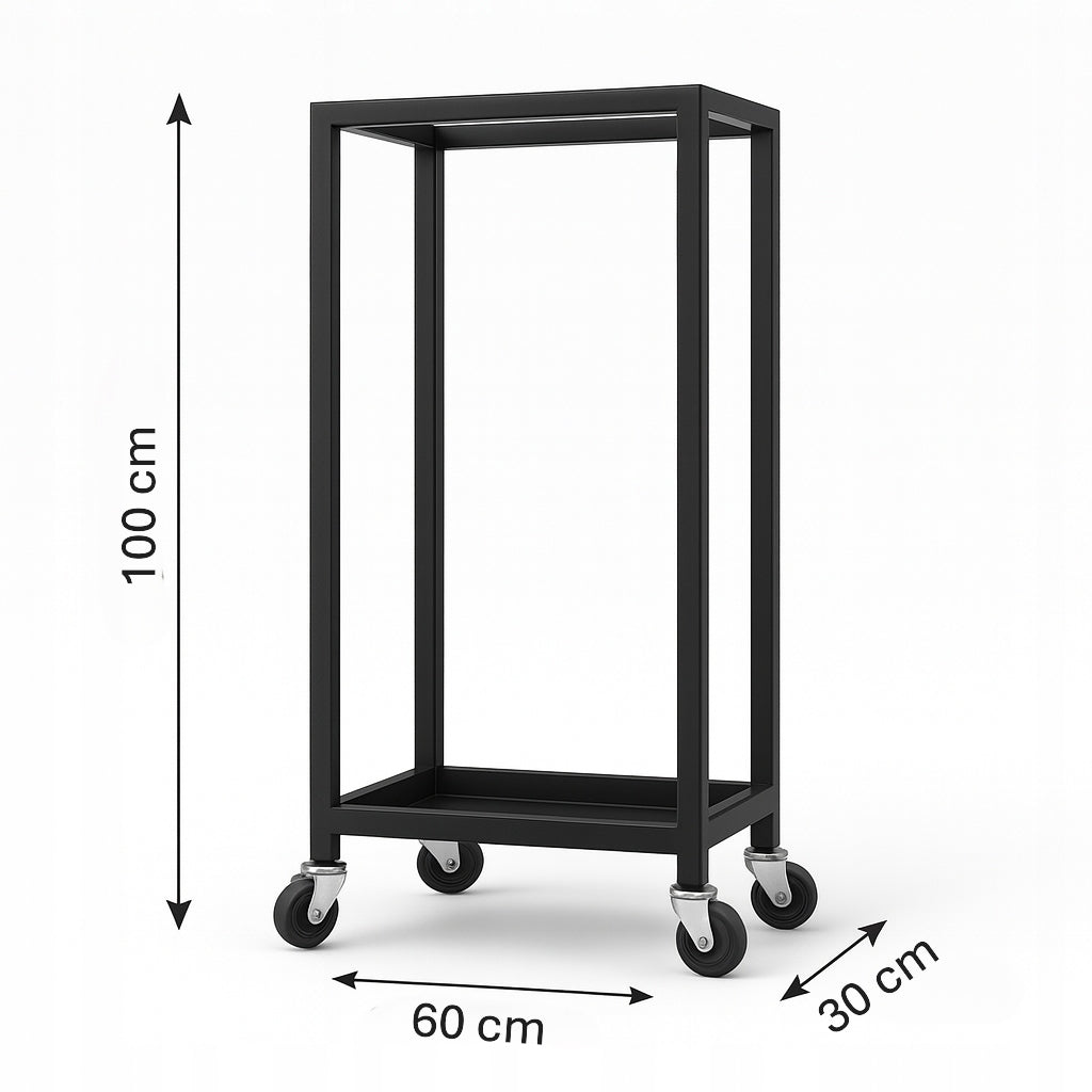 Mobilny stojak na drewno kominkowe loft 100x60x30 cm